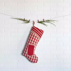 VHC Brands 20 In. Cotton Gretchen Cherry Red Farmhouse Christmas Decor Stocking -Indoor-Christmas-Decorations Sales unnamed file 676