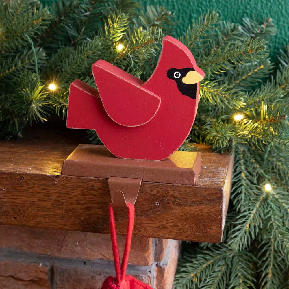 Glitzhome Wooden/Metal Cardinal Stocking Holder (2-Pack) 5 Glitzhome Wooden/Metal Cardinal Stocking Holder (2-Pack) - Image 5