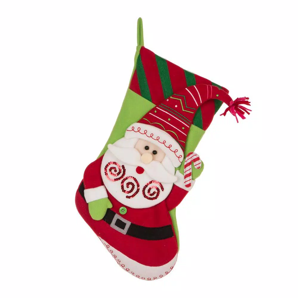 Glitzhome 21 In. L 3D Felt Christmas Stocking – Santa 1 Glitzhome 21 In. L 3D Felt Christmas Stocking – Santa