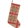 VHC Brands 20 In. Cotton Tan Dolly Star Primitive Christmas Decor Patch Stocking