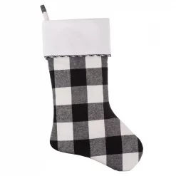 Haute Decor HangRight 18.7 In. Black And White Polyester Buffalo Check Stocking