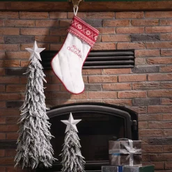 Glitzhome 21 In. L White Fleece Christmas Stocking – Merry Christmas -Indoor-Christmas-Decorations Sales unnamed file 781