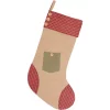 VHC Brands 20 In. Cotton And Jute Green Dolly Star Primitive Christmas Decor Pocket Stocking