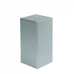 Zest Candle 3 In. X 6 In. Metallic Silver Square Pillar Candle Bulk (12-Box)
