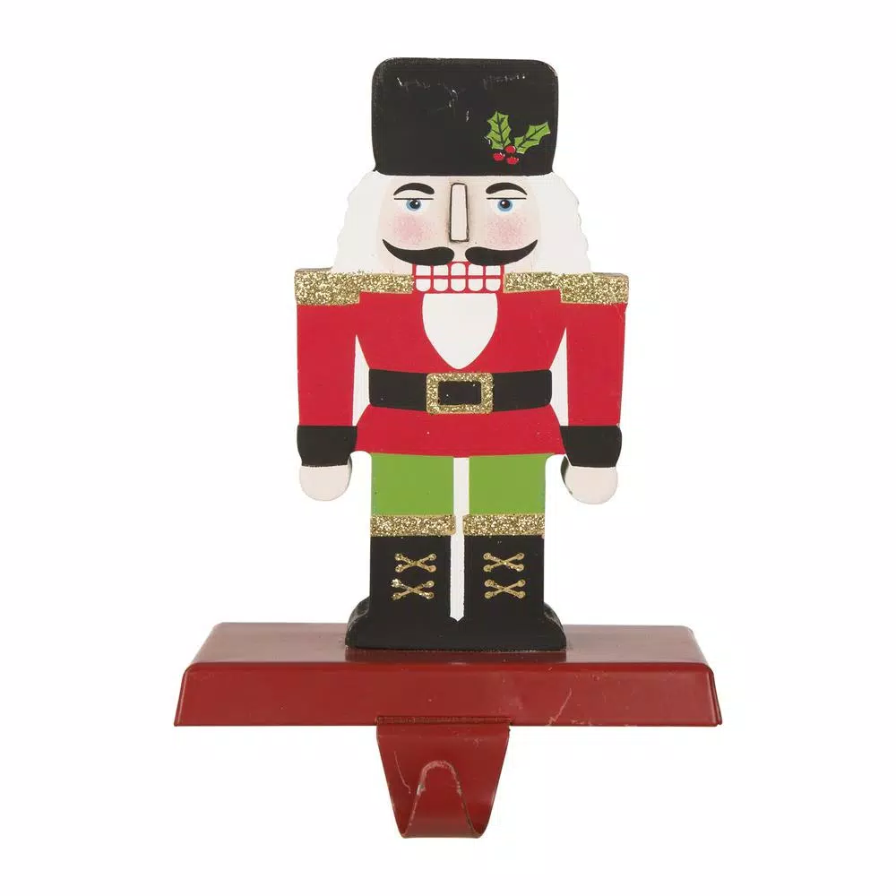 Glitzhome 7.00 In. H Wooden/Metal Nutcracker Stocking Holder 1 Glitzhome 7.00 In. H Wooden/Metal Nutcracker Stocking Holder