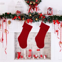 Glitzhome 22 In. Knitted Polyester Red Christmas Decoration Stocking (2-Pack) -Indoor-Christmas-Decorations Sales unnamed file 839