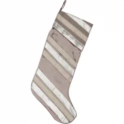 VHC Brands 20 In. Viscose/Polyester Allura Dove Grey Glam Christmas Decor Stocking