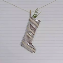 VHC Brands 20 In. Viscose/Polyester Allura Dove Grey Glam Christmas Decor Stocking -Indoor-Christmas-Decorations Sales unnamed file 907