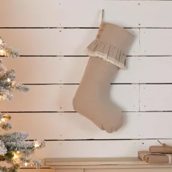 VHC Brands 20 In. Cotton Carol Khaki Tan Farmhouse Christmas Decor Chambray Stocking 5 VHC Brands 20 In. Cotton Carol Khaki Tan Farmhouse Christmas Decor Chambray Stocking -Indoor-Christmas-Decorations Sales unnamed file 912