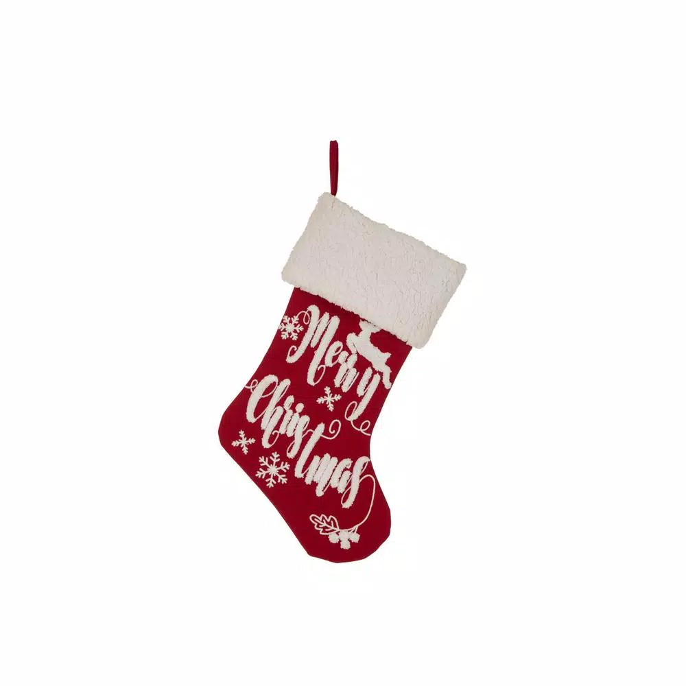 Glitzhome 21 In. H Fabric Stocking, In. Merry Christmas In 1 Glitzhome 21 In. H Fabric Stocking, In. Merry Christmas In