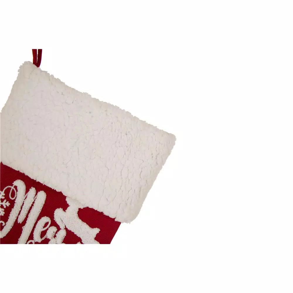 Glitzhome 21 In. H Fabric Stocking, In. Merry Christmas In 3 Glitzhome 21 In. H Fabric Stocking, In. Merry Christmas In - Image 3