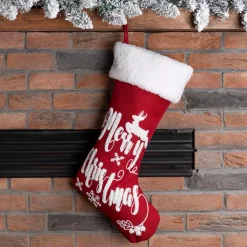 Glitzhome 21 In. H Fabric Stocking, In. Merry Christmas In 12 Glitzhome 21 In. H Fabric Stocking, In. Merry Christmas In -Indoor-Christmas-Decorations Sales unnamed file 930
