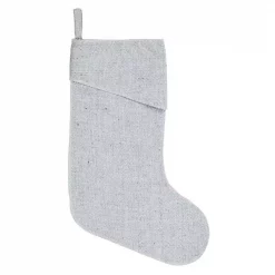 VHC Brands 15 In. Viscose/Wool Blend Tinsley Nickel Grey Farmhouse Christmas Decor Stocking