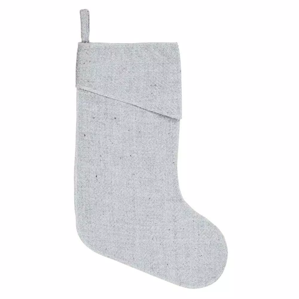 VHC Brands 15 In. Viscose/Wool Blend Tinsley Nickel Grey Farmhouse Christmas Decor Stocking 1 VHC Brands 15 In. Viscose/Wool Blend Tinsley Nickel Grey Farmhouse Christmas Decor Stocking