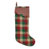 VHC Brands 20 In. Cotton Reed Ruby Red Rustic Christmas Decor Stocking