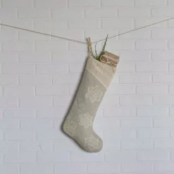 VHC Brands 20 In. Cotton/Metallic Thread Ingrid Ash Grey Farmhouse Christmas Decor Stocking -Indoor-Christmas-Decorations Sales unnamed file 948