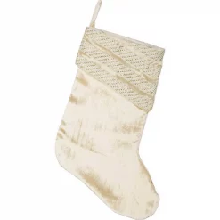 VHC Brands 15 In. 100% Viscose Creme Memories Glam Christmas Decor Stocking