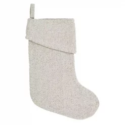 VHC Brands 15 In. Cotton/Metallic Thread Creme Nowell Farmhouse Christmas Decor Stocking