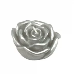 Zest Candle 3 In. Metallic Silver Rose Floating Candles (12-Box)